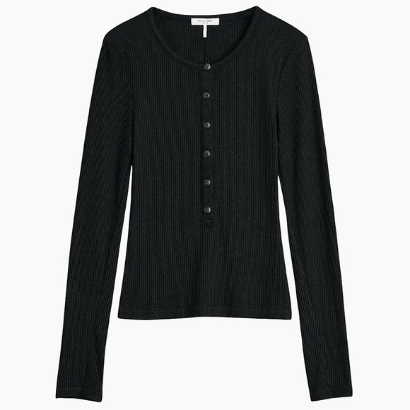 NWT rag & bone Rib-Knit Henley black xs - Picture 1 of 9